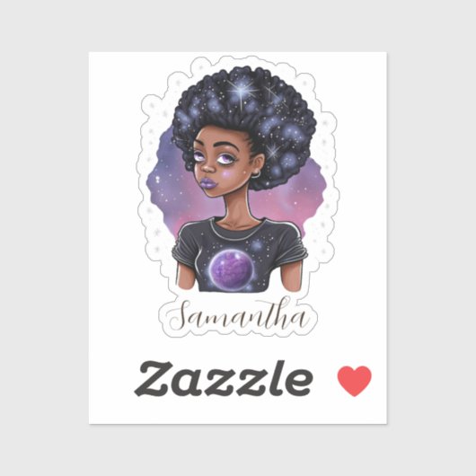 Mousserende Elegant Afro Woman Sticker (Vel)