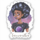 Mousserende Elegant Afro Woman Sticker (Voorkant)