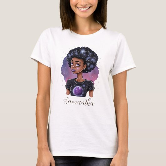 Mousserende Elegant Afro Woman T-shirt (Voorkant)