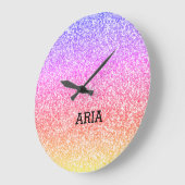 Mousserende elegante regenboogkleurige schattige r grote klok (Hoek)