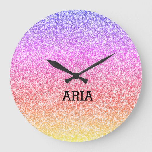 Mousserende elegante regenboogkleurige schattige r grote klok (Voorkant)