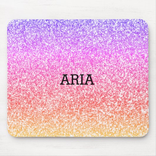 Mousserende elegante regenboogkleurige schattige r muismat (Voorkant)