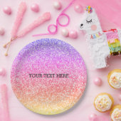 Mousserende elegante regenboogkleurige schattige r papieren bordje (Feest)