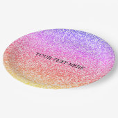 Mousserende elegante regenboogkleurige schattige r papieren bordje (Gekanteld)