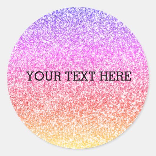 Mousserende elegante regenboogkleurige schattige r ronde sticker (Voorkant)