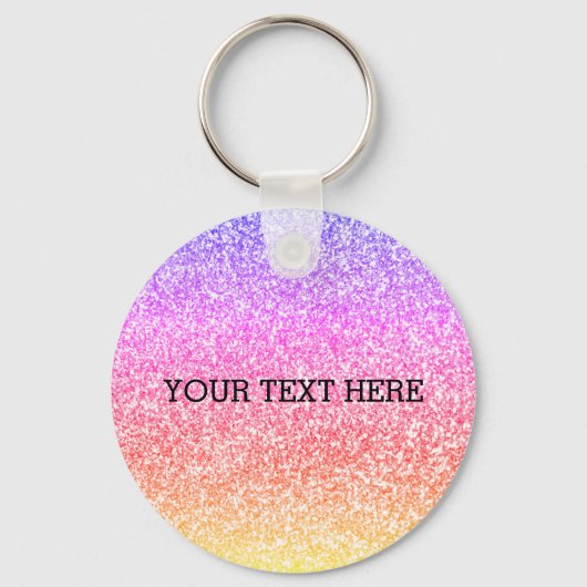 Mousserende elegante regenboogkleurige schattige r sleutelhanger (Voorkant)