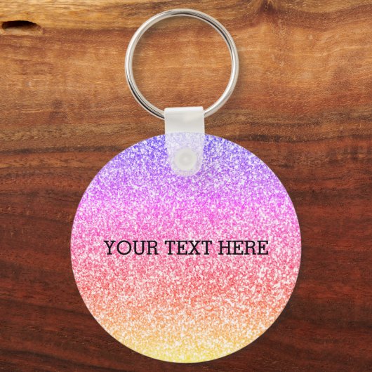 Mousserende elegante regenboogkleurige schattige r sleutelhanger (Voorkant)