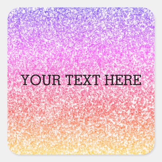 Mousserende elegante regenboogkleurige schattige r vierkante sticker (Voorkant)