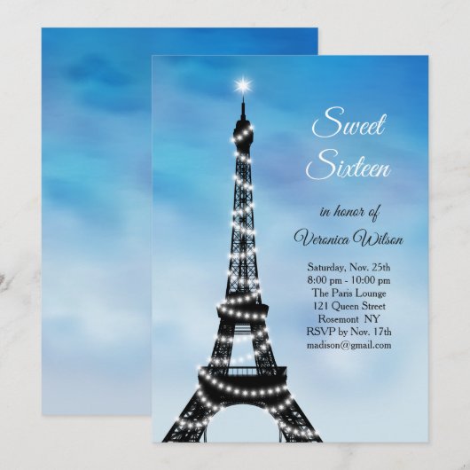 Mousserende elitower - zweet zestien keer nodigt b kaart (Voorkant / Achterkant)