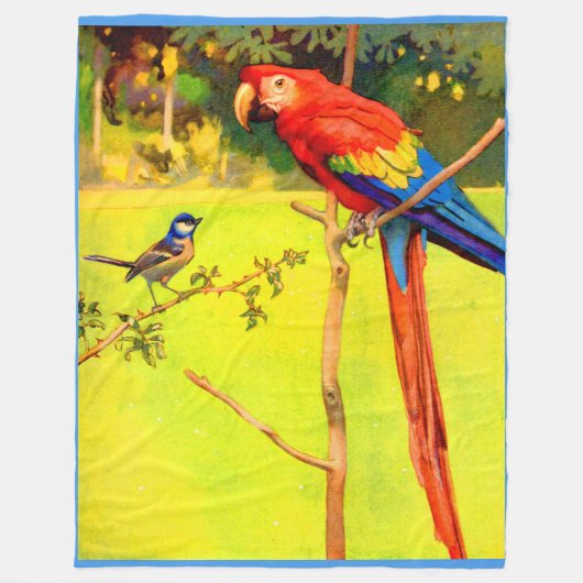 mousserende en papegaaiafdruk fleece deken (Voorkant)