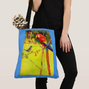 mousserende en papegaaiafdruk tote bag