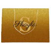 Mousserende Faux Gold Glitter Monogrammen Groot Cadeauzakje (Voorkant)