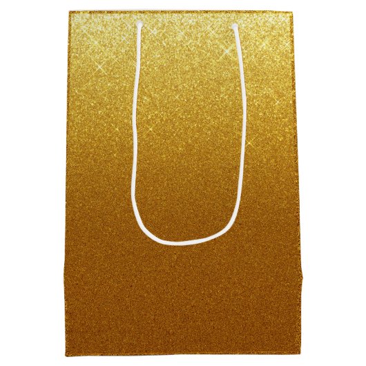 Mousserende Faux Gold Glitter Monogrammen Medium Cadeauzakje (Achterkant)