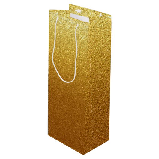 Mousserende Faux Gold Glitter Wijn Cadeautas (Voorkant Gekanteld)
