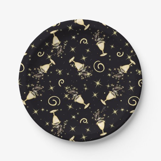 Mousserende feestdagen, goud en zwarte kasten papieren bordje (Voorkant)