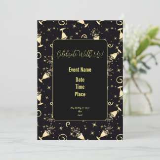 Mousserende feestdagen - Libations in Gold & Black Kaart