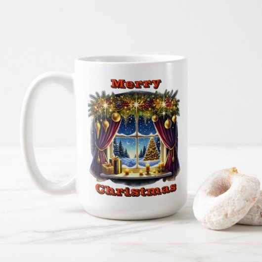 Mousserende feestelijke winterruit koffiemok (Met donut)