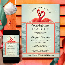 Mousserende Flamingo Bachelorette Party Invitation Kaart