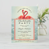 Mousserende Flamingo Bachelorette Party Invitation Kaart (Staand voorkant)