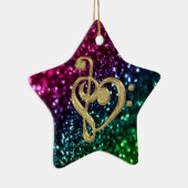 Mousserende gekleurde sterren met muzieksymbolen keramisch ornament (Rechts)