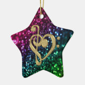 Mousserende gekleurde sterren met muzieksymbolen keramisch ornament (Links)