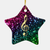 Mousserende gekleurde sterren met muzieksymbolen keramisch ornament (Achterkant)