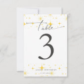 Mousserende gele sterren verjaardagTafel platte ka Bedankkaart (Voorkant)