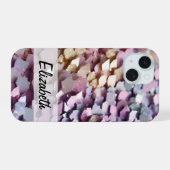 Mousserende Girly Pastel Glitter iPhone 15 Case (Achterkant horizontaal)