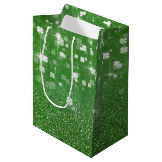 Mousserende glazen klaver - Medium Gift Bag Medium Cadeauzakje (Voorkant Gekanteld)