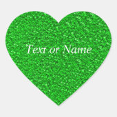 mousserende glitter neon groen hart sticker (Voorkant)