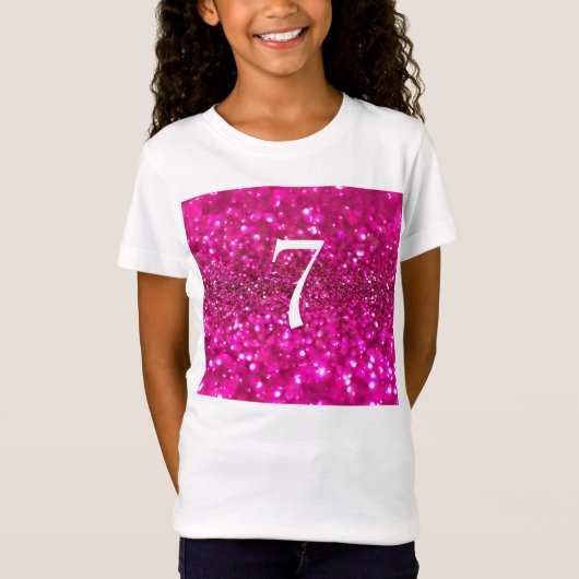 Mousserende glitter Pink 7th Birthday girl T-shirt (Voorkant)