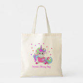 Mousserende glitter Unicorn die haar boeknaam lees Tote Bag (Achterkant)