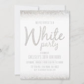Mousserende, Glitter White Party-uitnodigingen Kaart (Voorkant)