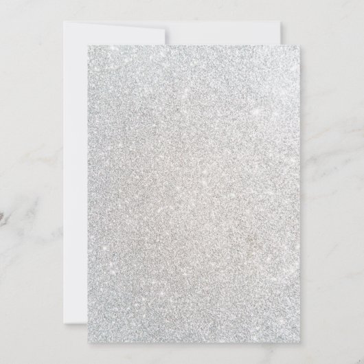 Mousserende, Glitter White Party-uitnodigingen Kaart (Achterkant)