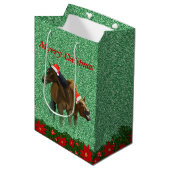 Mousserende glitterpaarden met Kerstmis met kerstm Medium Cadeauzakje (Voorkant Gekanteld)