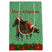 Mousserende glitterpaarden met Kerstmis met kerstm Medium Cadeauzakje (Achterkant)