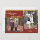 Mousserende Gold Glitter Merry-kerstkaart Feestdagenkaart (Voorkant)