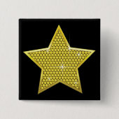 Mousserende Gold Star Vierkante Button 5,1 Cm (Voorkant)