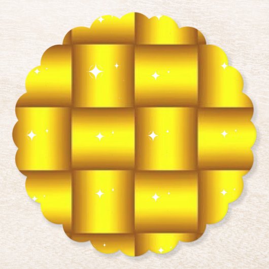 Mousserende gouden geschulpte ronde papieren Onder Kartonnen Onderzetters (Voorkant)