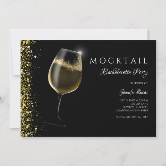 Mousserende gouden glitter Mocktail vrijgezellenfe Kaart (Voorkant)