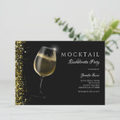 Mousserende gouden glitter Mocktail vrijgezellenfe Kaart (Staand voorkant)