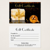 Mousserende gouden kerstcadeaukaart visitekaartje (Voorkant /achterkant)