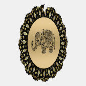 Mousserende gouden lijst zwarte bloemenolifant ornament kaart (Rechts)