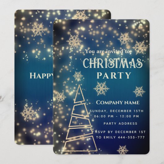 Mousserende gouden sneeuwvlokken corporate kerst kaart (Voorkant / Achterkant)