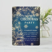 Mousserende gouden sneeuwvlokken corporate kerst kaart (Staand voorkant)