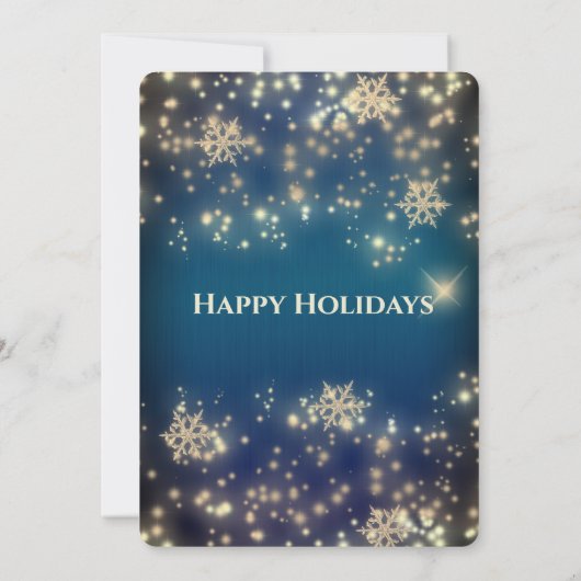 Mousserende gouden sneeuwvlokken corporate kerst kaart (Achterkant)