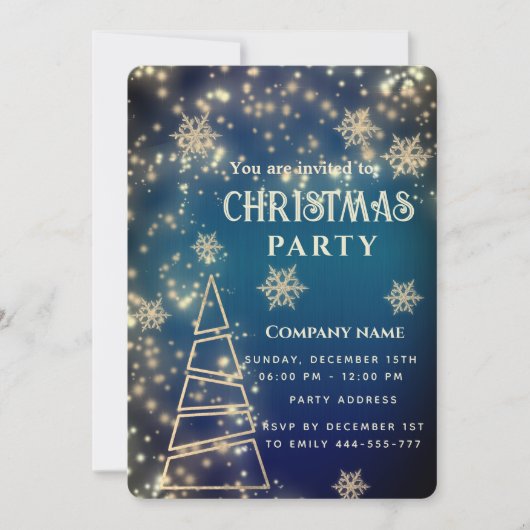 Mousserende gouden sneeuwvlokken corporate kerst kaart (Voorkant)