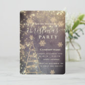 Mousserende gouden sneeuwvlokken corporate kerst kaart (Staand voorkant)