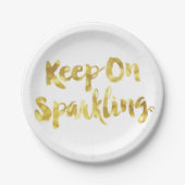 Mousserende goudmest Glitter Bokeh Quote Papieren Bordje (Voorkant)