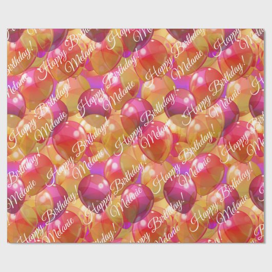 Mousserende goudroze koraalballonnen cadeaupapier (Vlak)